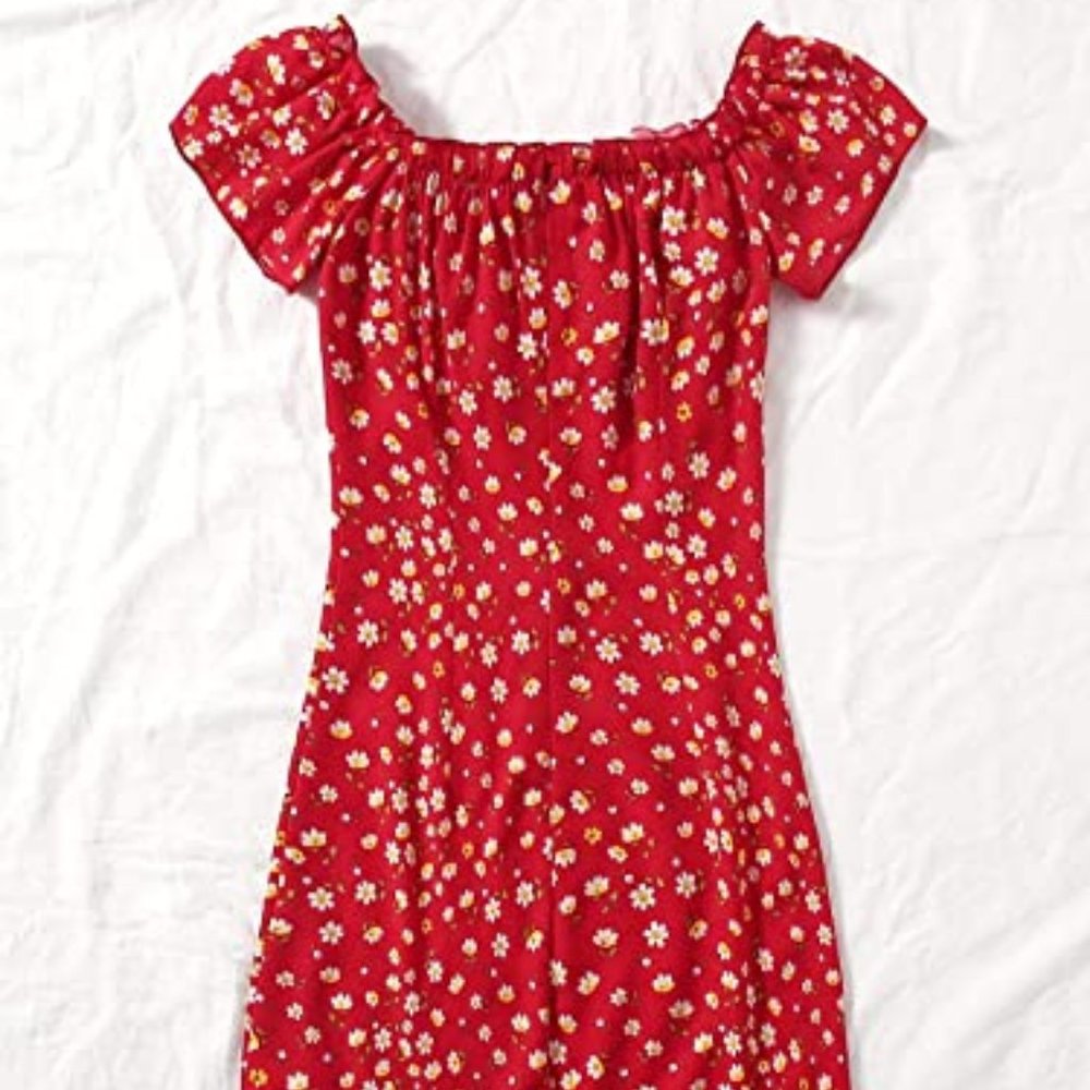 Frill Tie Front Ditsy Floral Short Sleeve Dress